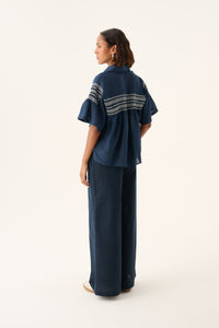 Pandora Light Linen Solid Pants | Ink Blue