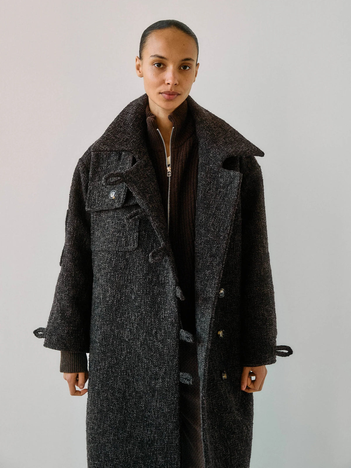 Proem Parades Betty Bouclé Coat | Ash |  Kvadrat Deadstock Fabric
