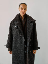 Proem Parades Betty Bouclé Coat | Ash |  Kvadrat Deadstock Fabric