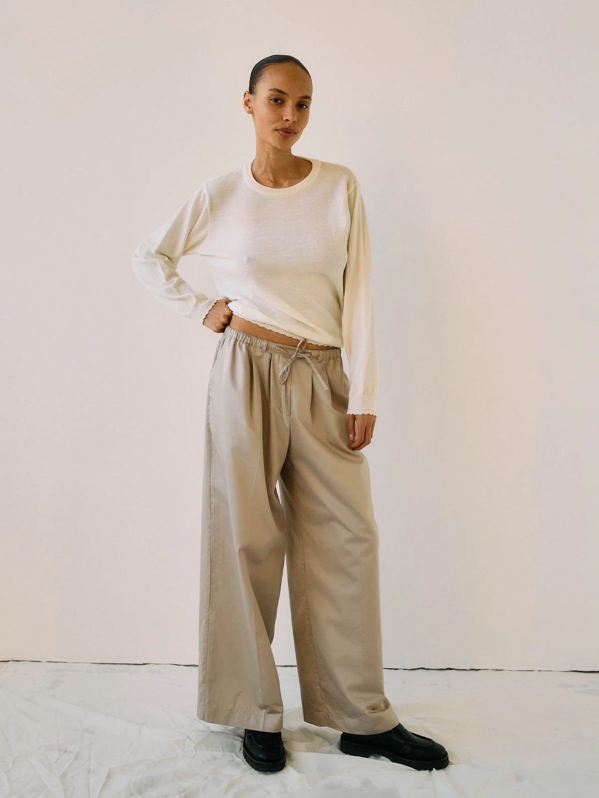 Proem Parades Nola Sateen Trousers | Clay | Leftover Fabric