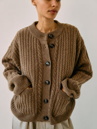 Proem Parades Gertrud Cable Cardigan | Coffee Melange