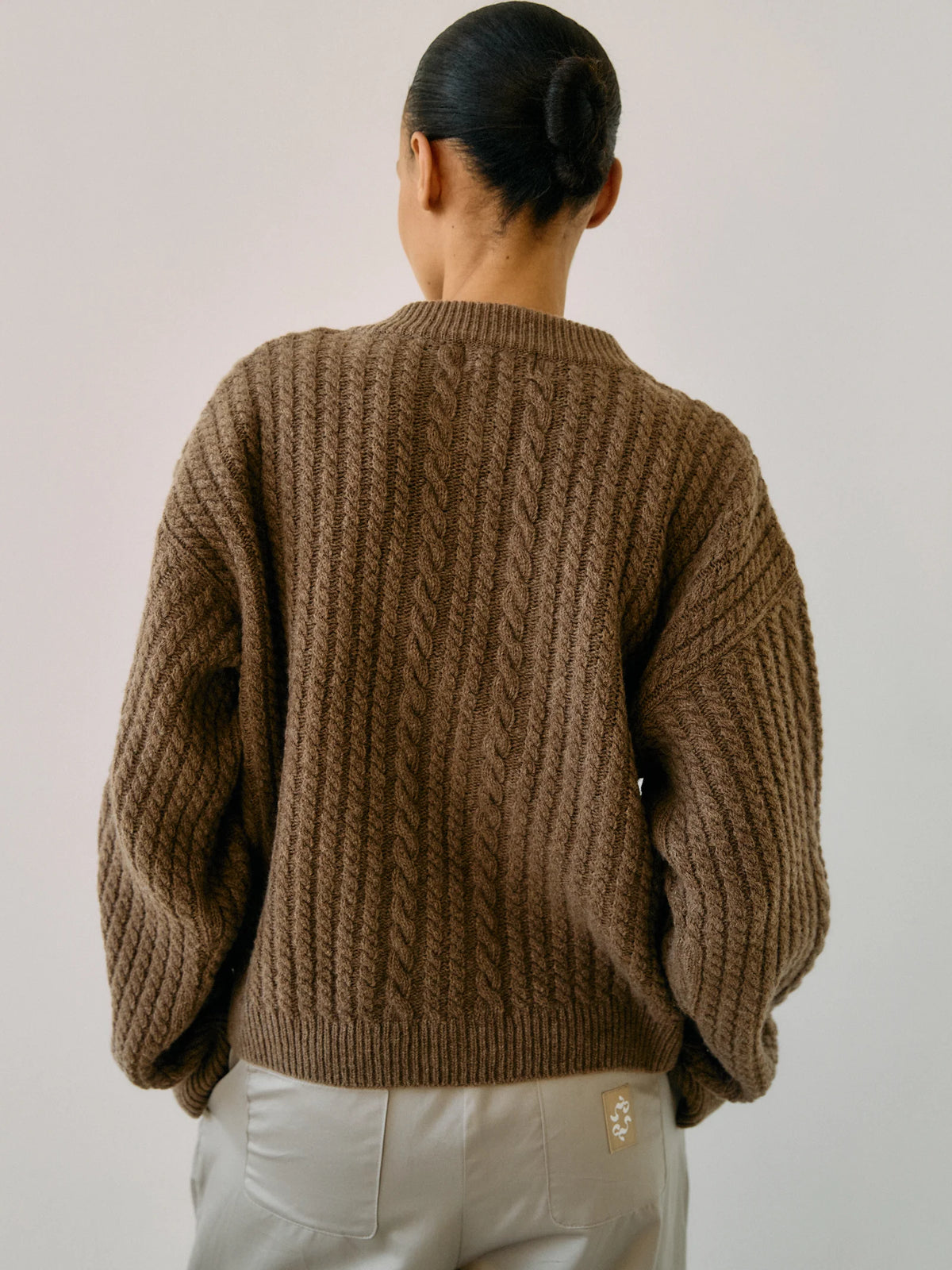 Proem Parades Gertrud Cable Cardigan | Coffee Melange