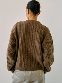 Proem Parades Gertrud Cable Cardigan | Coffee Melange