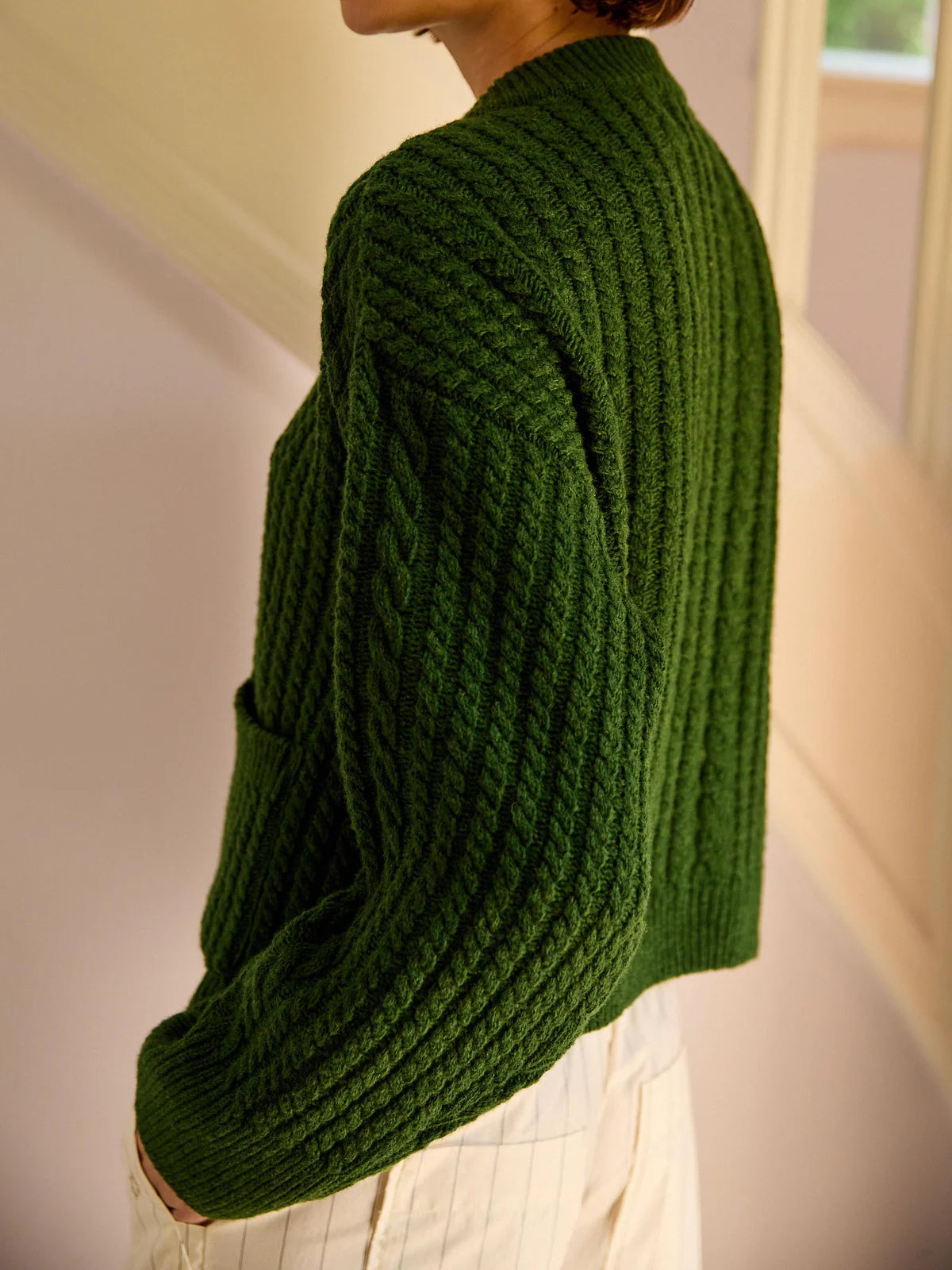 Gertrud Cable Cardigan | Cactus Green
