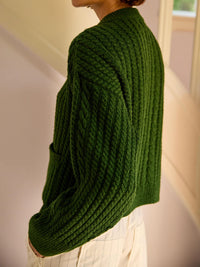 Gertrud Cable Cardigan | Cactus Green