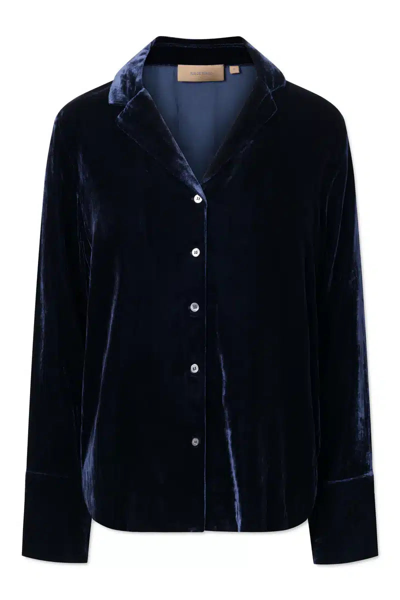Rue de Tokyo Sidney Shirt Silk Velvet | Dark Navy