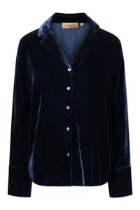 Rue de Tokyo Sidney Shirt Silk Velvet | Dark Navy