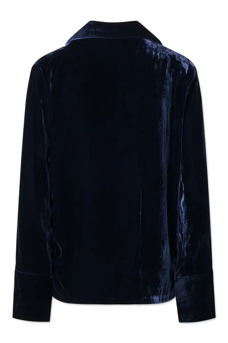 Rue de Tokyo Sidney Shirt Silk Velvet | Dark Navy