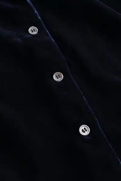 Rue de Tokyo Sidney Shirt Silk Velvet | Dark Navy