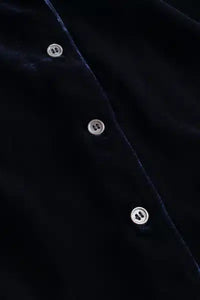 Rue de Tokyo Sidney Shirt Silk Velvet | Dark Navy