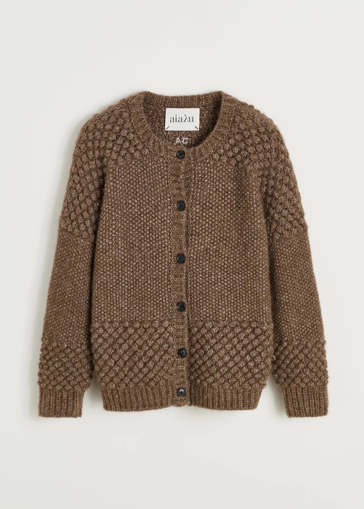 Aiayu Sierra Cardigan – llama wool | Pure Brownie | Håndstrikket i Lama Uld