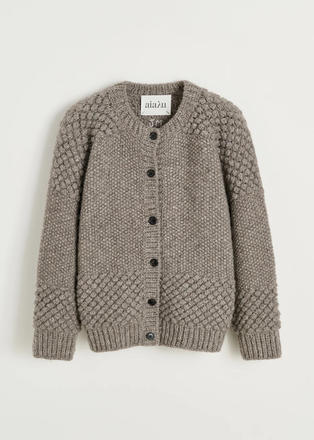 Aiayu Sierra Cardigan – llama wool | Pure Grey | Håndstrikket i Lama Uld