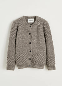 Aiayu Sierra Cardigan – llama wool | Pure Grey | Håndstrikket i Lama Uld