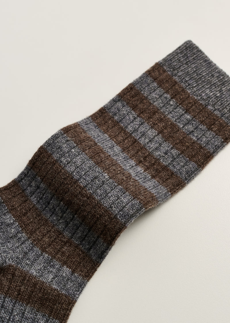 Aiayu Striped Cashmere Sock | Mix Grey