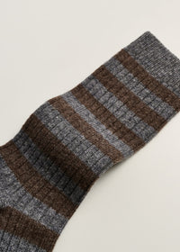 Aiayu Striped Cashmere Sock | Mix Grey