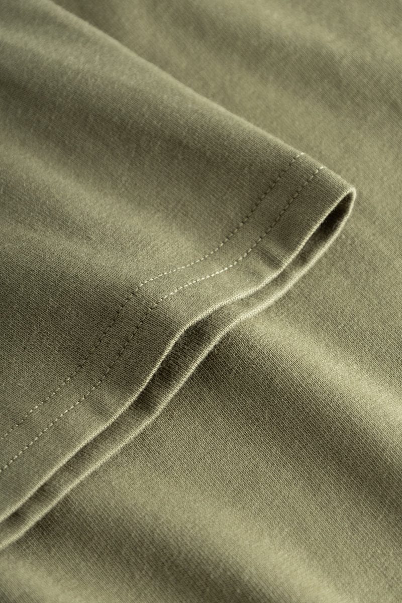 Rue de Tokyo Thomas T-shirt Embroidery Patch Cotton Jersey | Artichoke Green
