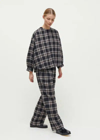 Aiayu Glenn Checked Wool Blouse | Mix Black