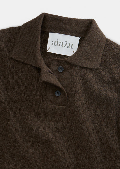 Aiayu Heike Yak Polo T-shirt | Pure Dark Brown