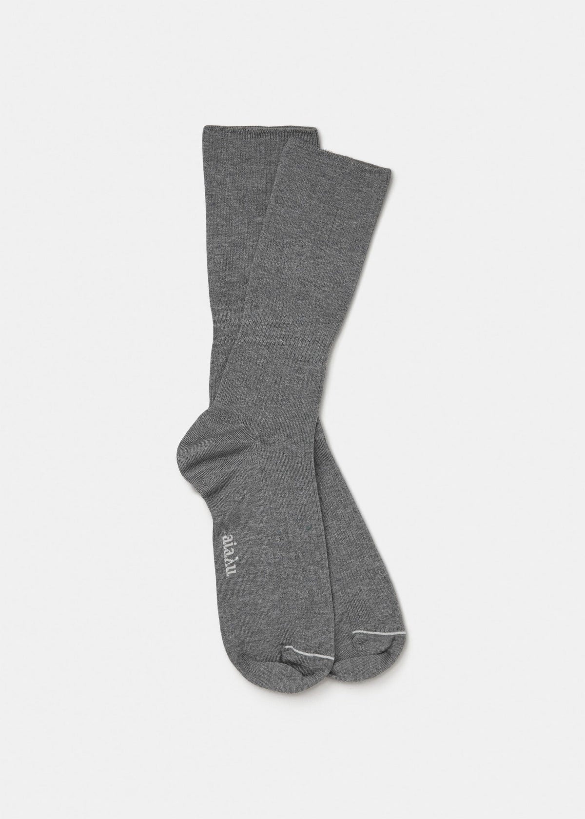 Aiayu Cotton Rib Socks | Grey Melange | Unisex