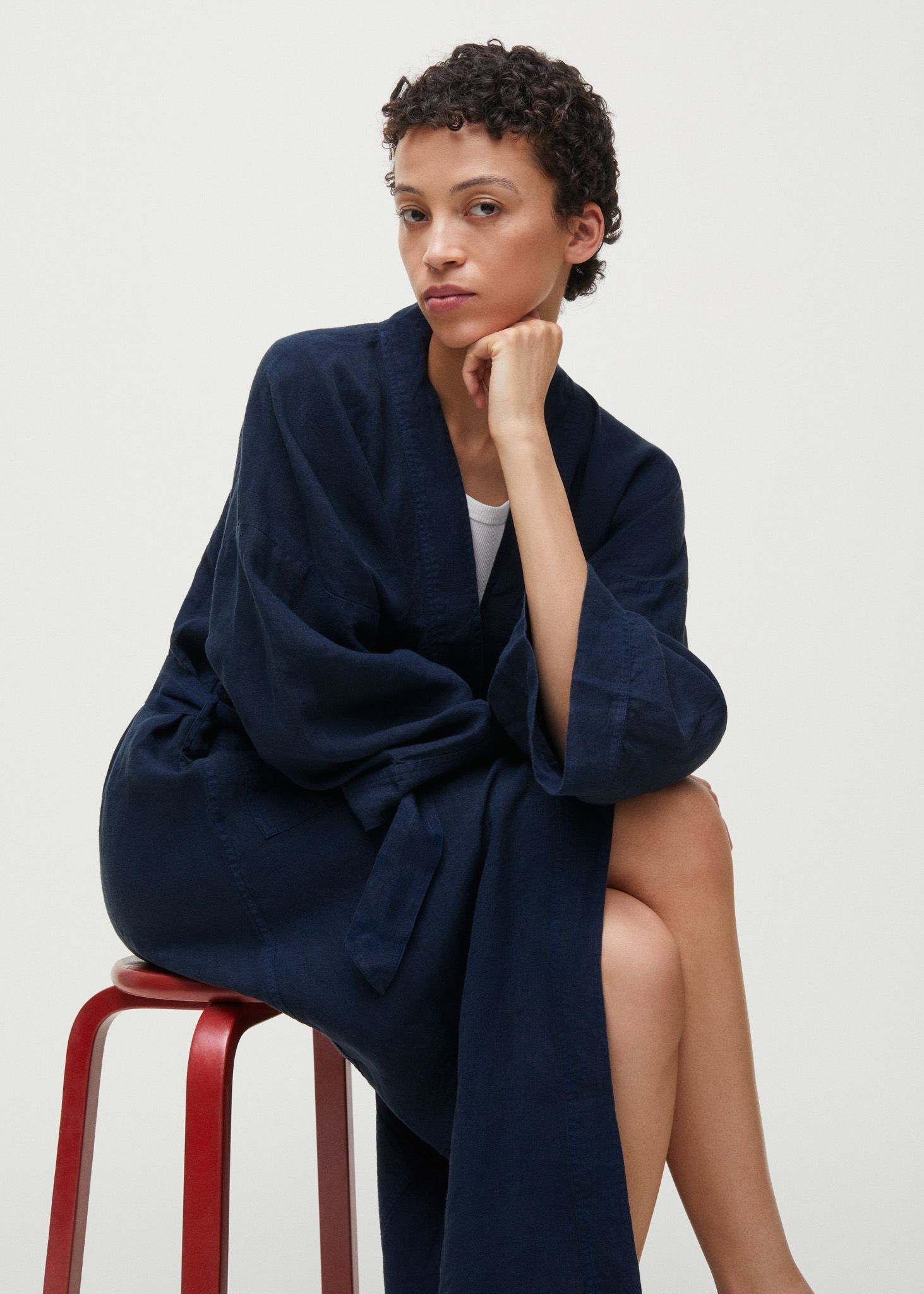 Aiayu Kimono Linen | Navy | Hør badekåbe