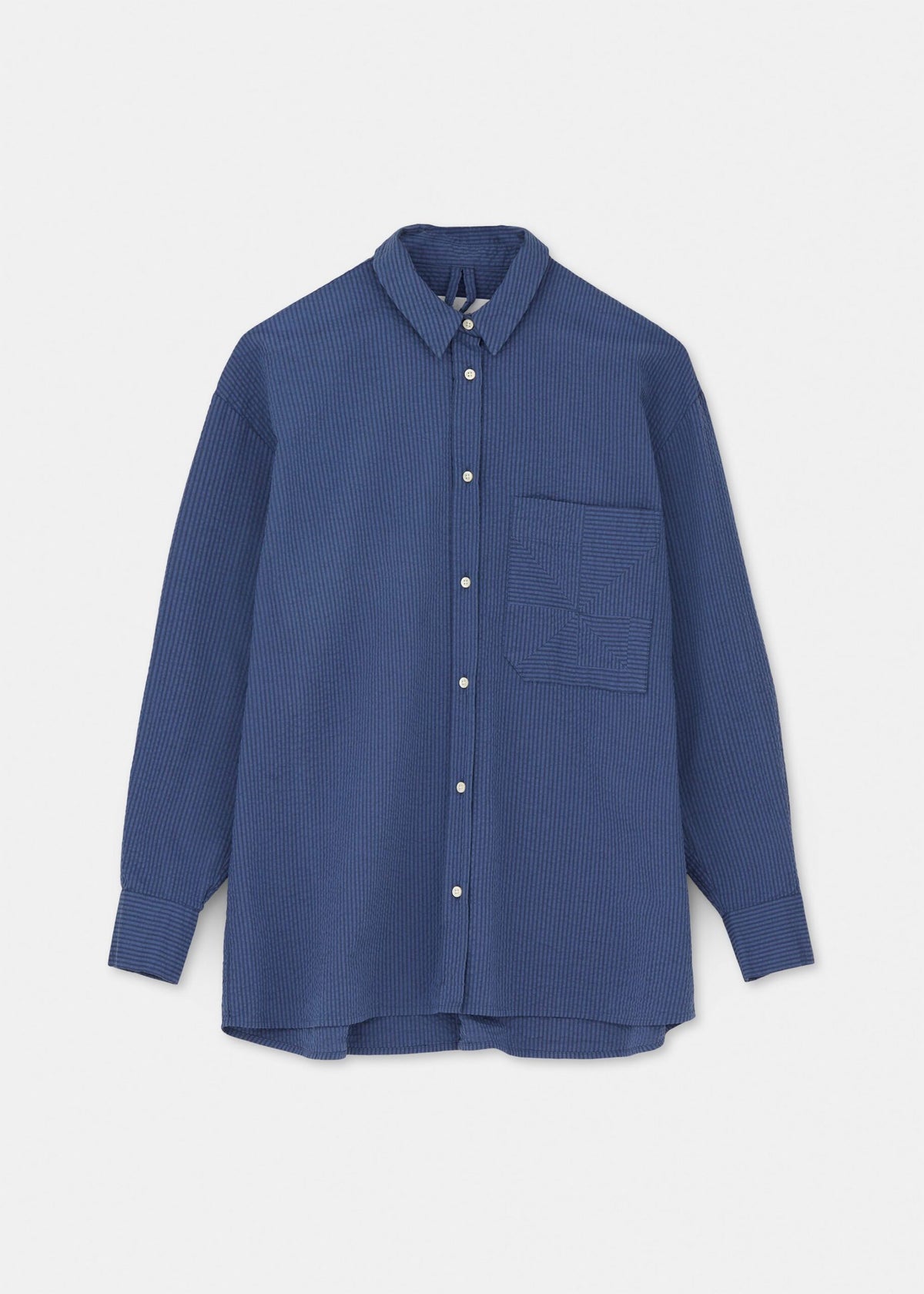 Aiayu Shirt Japan Seersucker | Mix True Blue