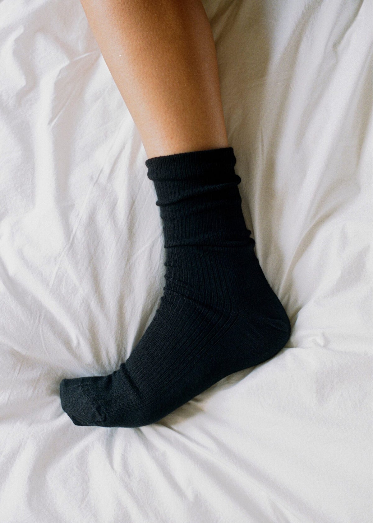 Aiayu Wool Rib Socks | Black | Unisex Uldstrømper