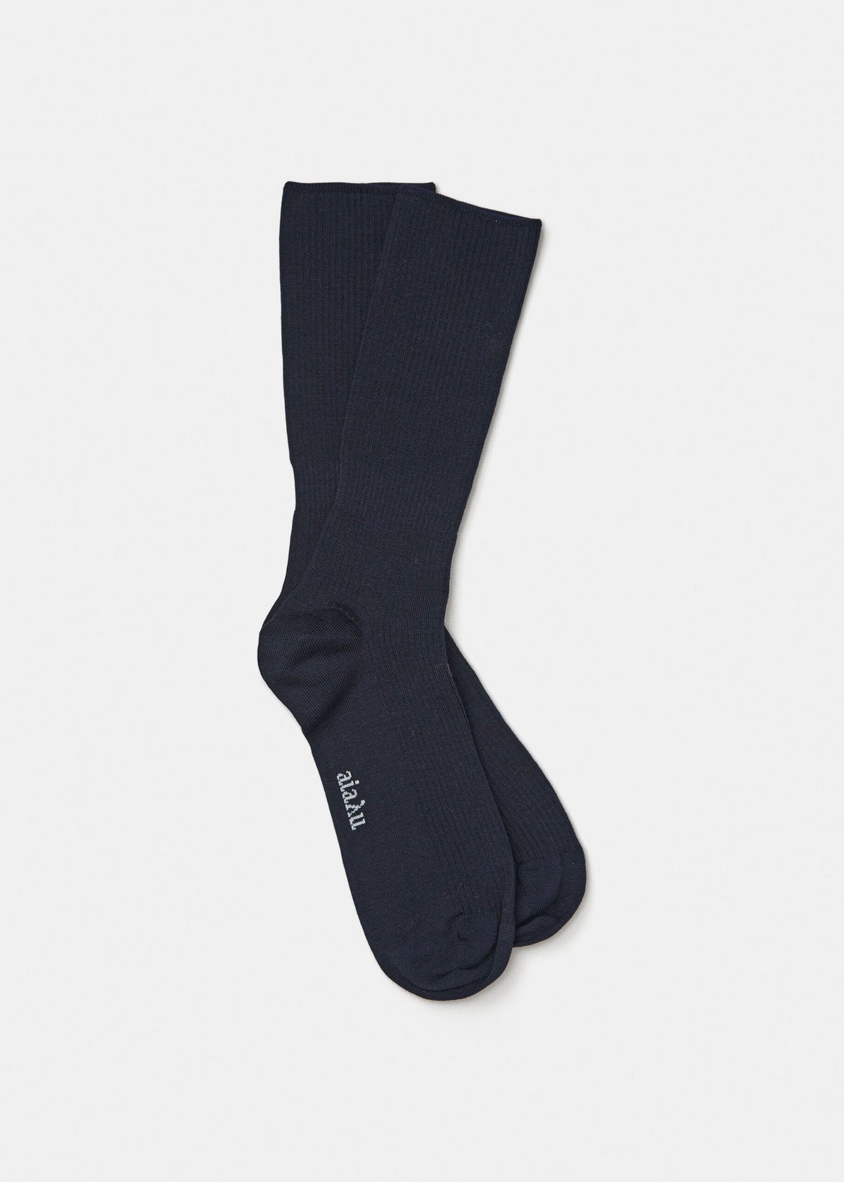 Aiayu Rib Wool Socks | Navy | Unisex Uldstrømper