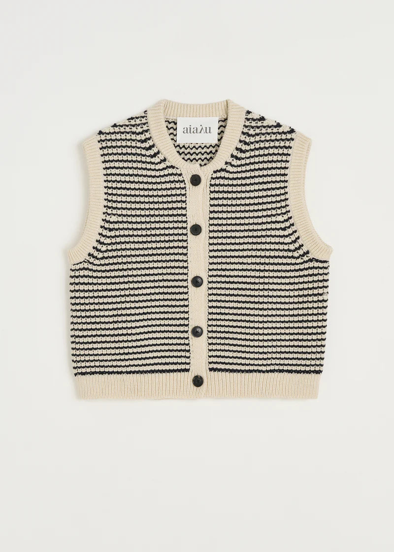 Aiayu Asha Vest - Highland Wool | Mix Black Navy