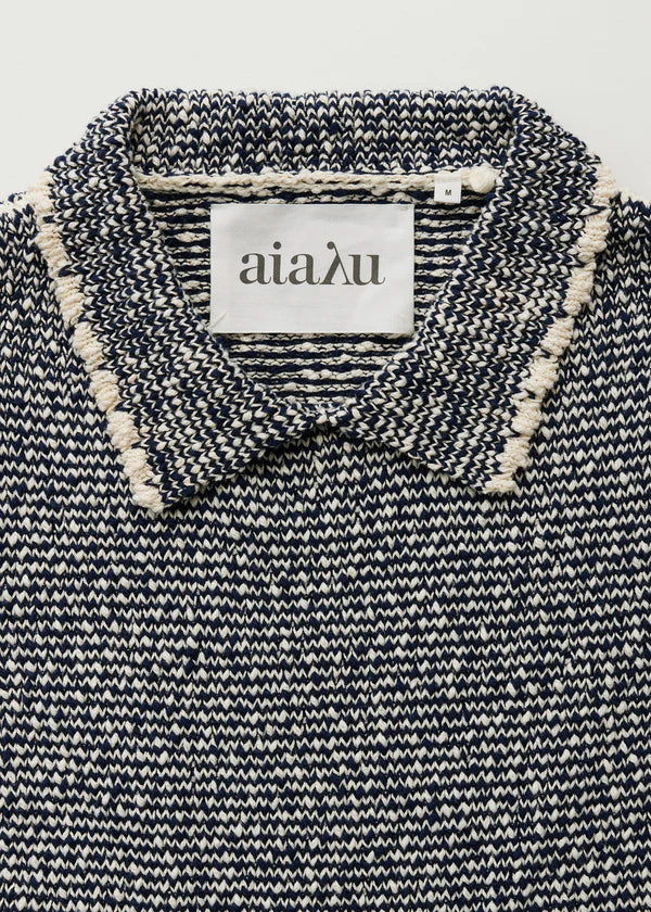 Aiayu Botan Polo Knitted Tee | Mix Dark Blue