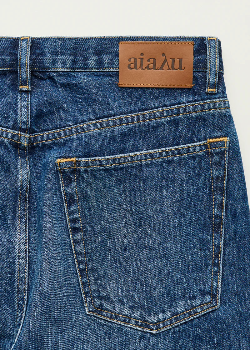 Aiayu Collin Midwaist Relaxed Jeans | Worn Blue