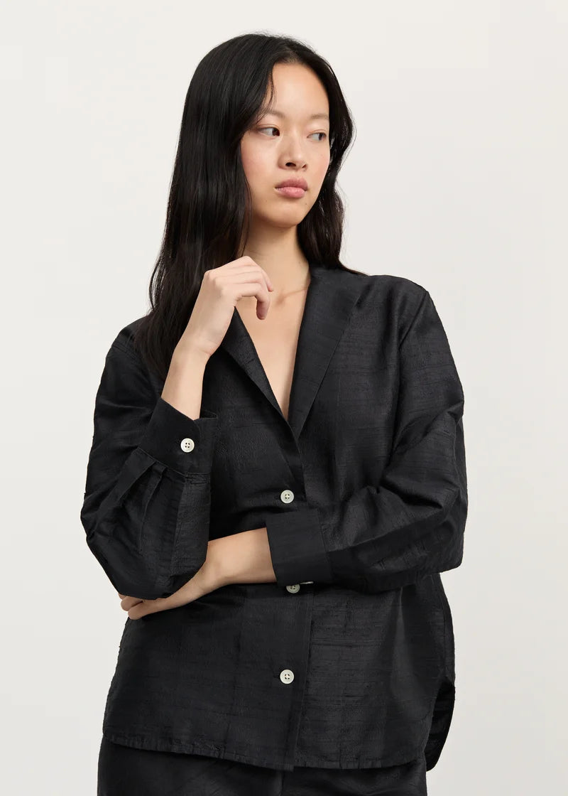 Aiayu Maya Shirt Silk | Black Navy
