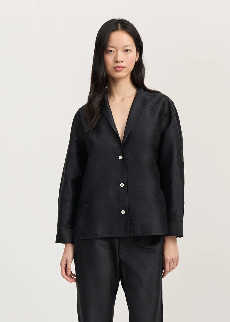 Aiayu Maya Shirt Silk | Black Navy