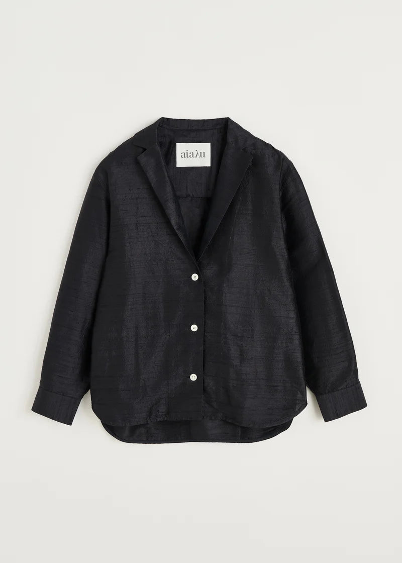 Aiayu Maya Shirt Silk | Black Navy