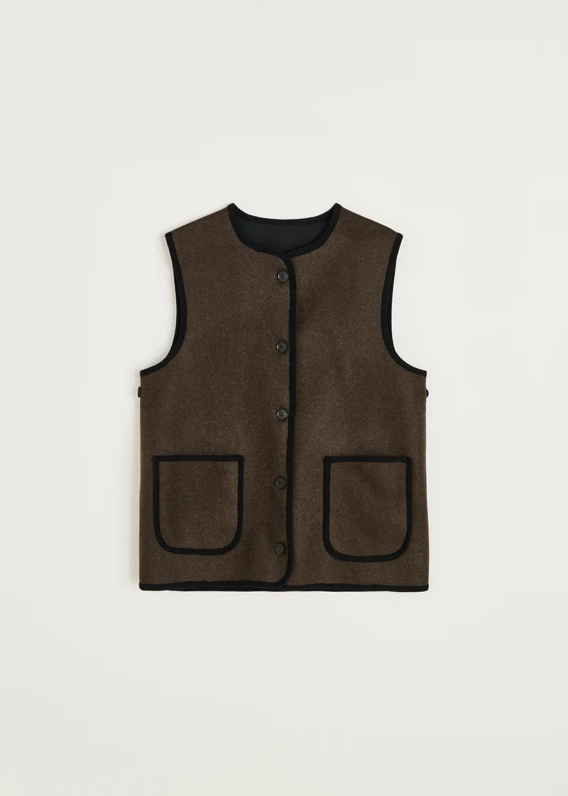 Aiayu Meha Vest Loden | Pure Dark Brown