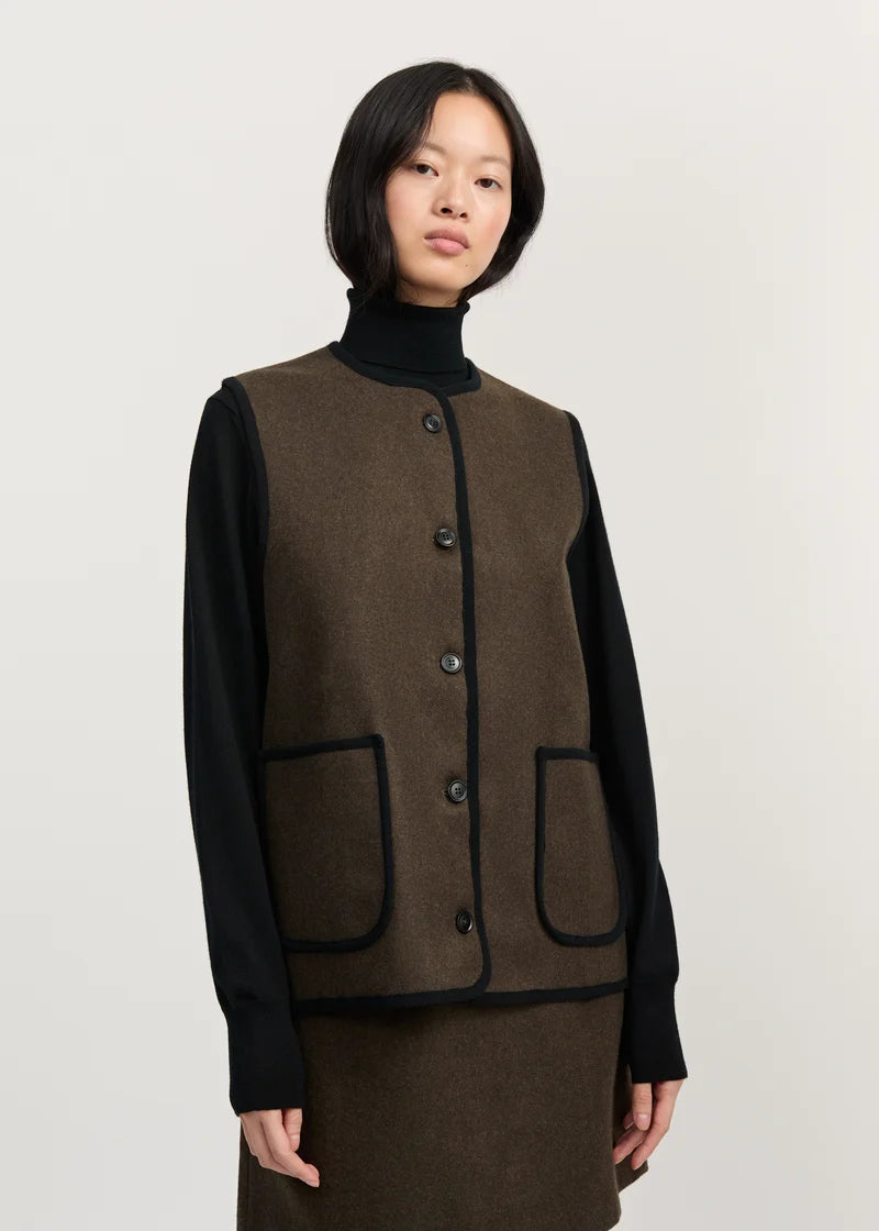Aiayu Meha Vest Loden | Pure Dark Brown