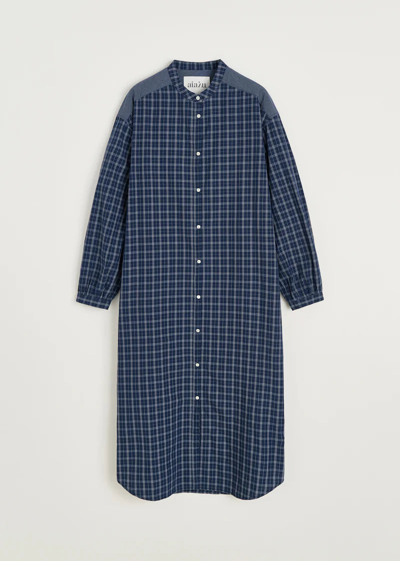 Aiayu Sani Dress Check | Mix Navy