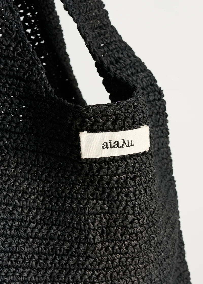 Aiayu Sophia Straw Bag | Medium  | Black