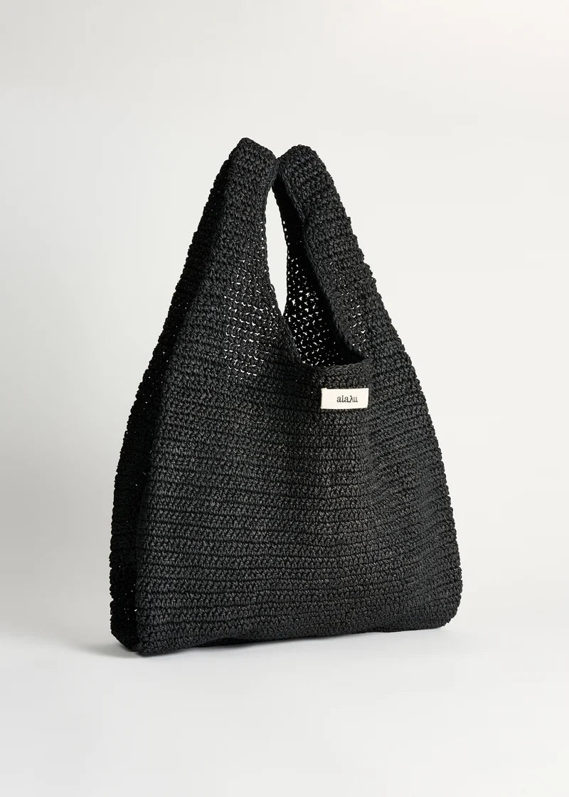 Aiayu Sophia Straw Bag | Medium  | Black