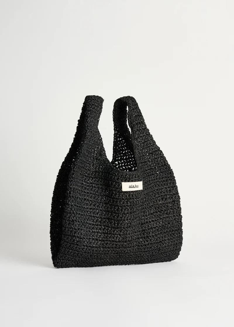 Aiayu Sophia Straw Bag | Small | Black