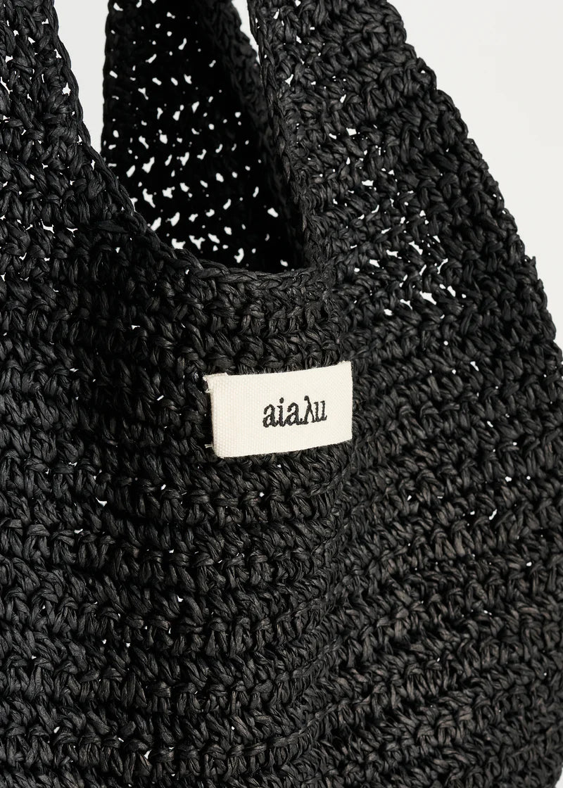 Aiayu Sophia Straw Bag | Small | Black