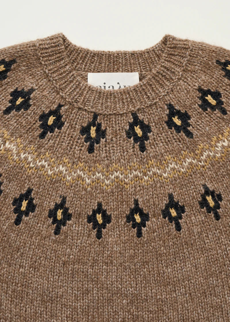 Aiayu Wyn Sweater | Mix Pure Brownie | Håndstrikket llamauld