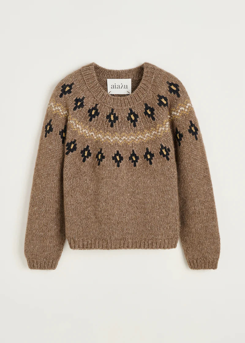 Aiayu Wyn Sweater | Mix Pure Brownie | Håndstrikket llamauld