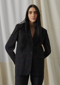 Aiayu Mason Jacket Check | Mix Navy