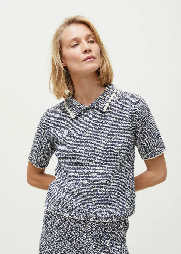 Aiayu Botan Polo Knitted Tee | Mix Dark Blue