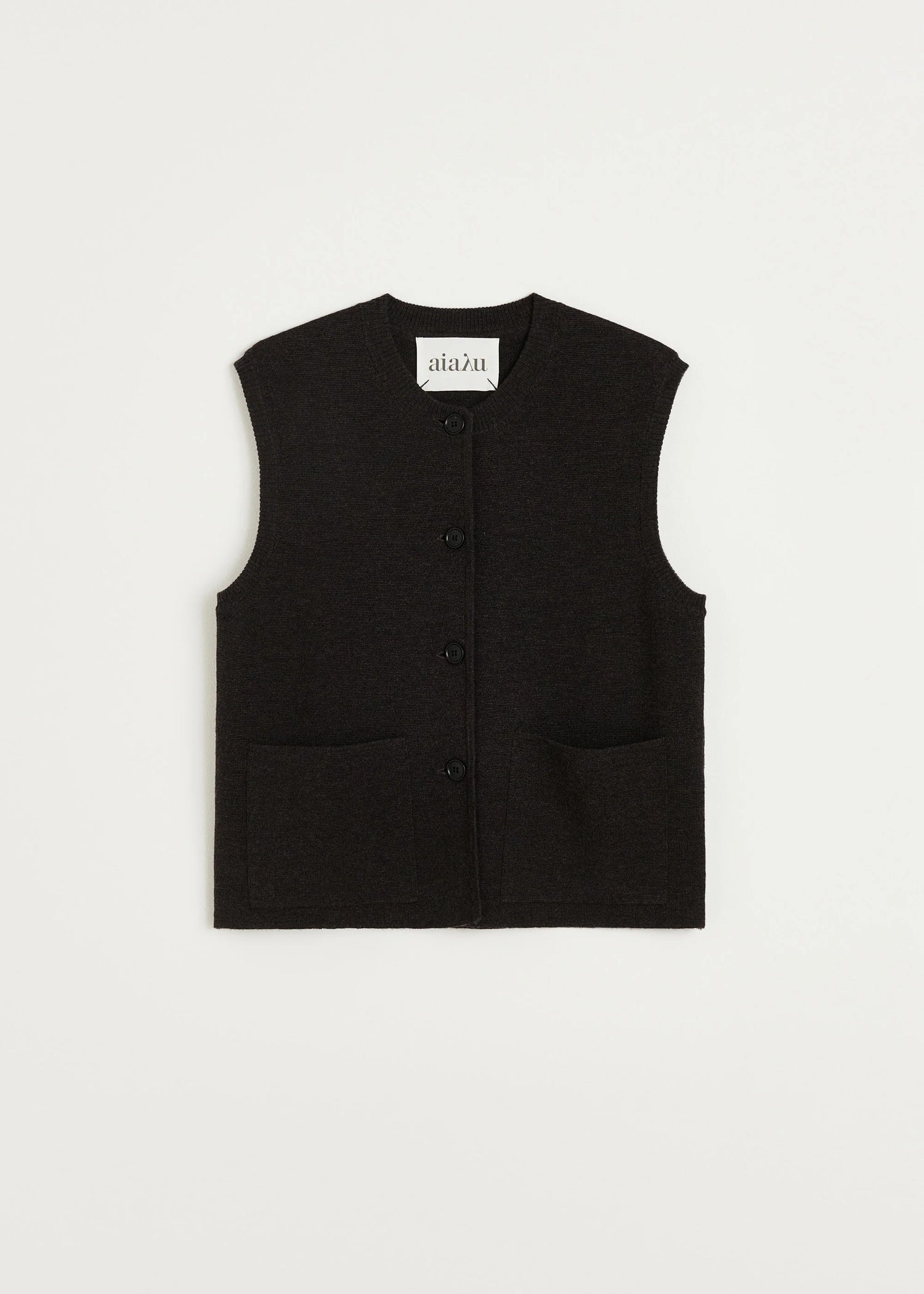 Aiayu Elva Vest Dark Brown | Merino Uld