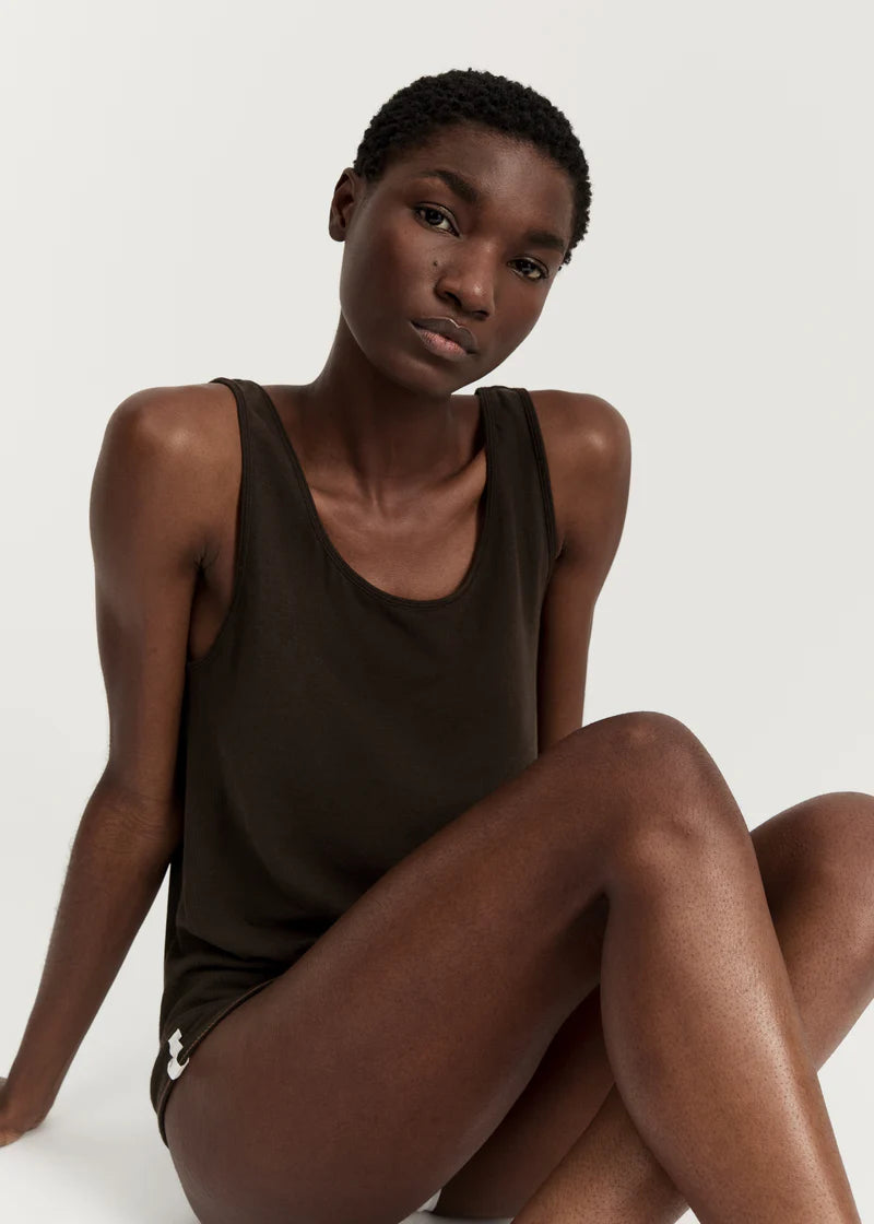 Aiayu Gentle Tank Cotton cashmere Blend | Dark Brown