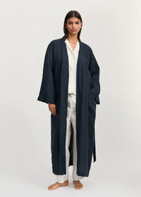 Aiayu Kimono Linen | Navy | Hør badekåbe