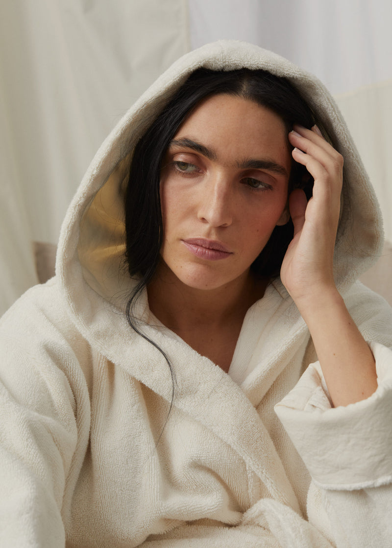 Aiayu Hooded Bathrobe | Pure Ecru | Badekåbe