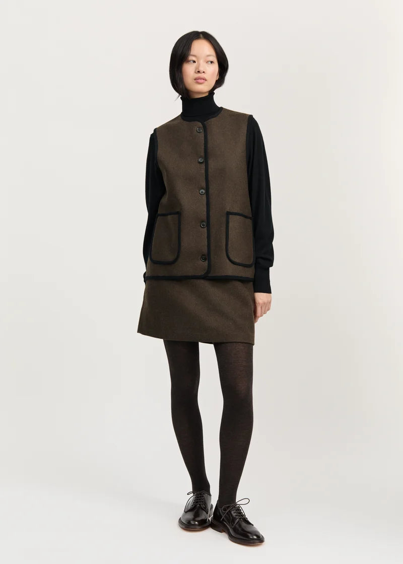 Aiayu Meha Vest Loden | Pure Dark Brown