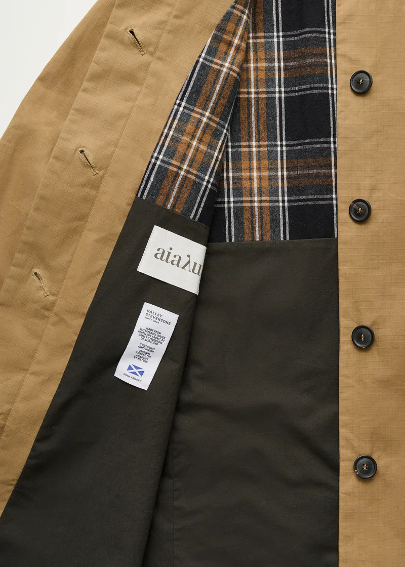 Aiayu Noor Coat Ripstop Oilskin Hybrid | Warm Khaki